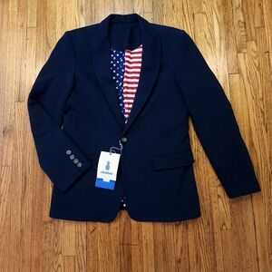 Chubbies Mens Jacket Blazer Size M USA Flag NEW Navy Blue Knit Cotton